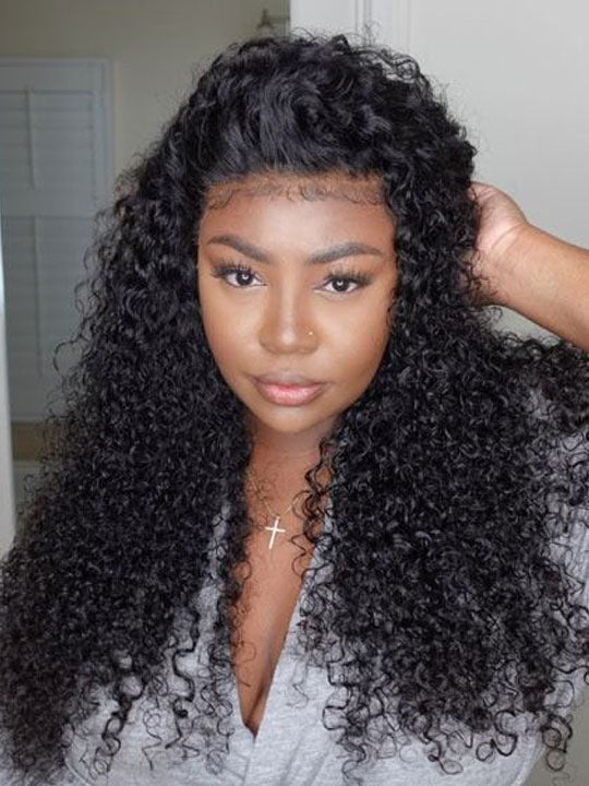 [4C Wig] Bleached Knots Kinky Curly Hair With Kinky Curly Edge Human Hair Lace Frontal Wig