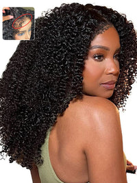 [4C Wig] Bleached Knots Kinky Curly Hair With Kinky Curly Edge Human Hair Lace Frontal Wig