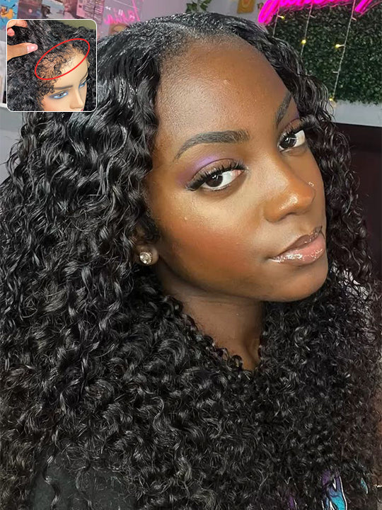 [4C Wig] Kinky Edges Hairline Jerry Curly 13x4 13x6 HD Transparent Lace Wigs