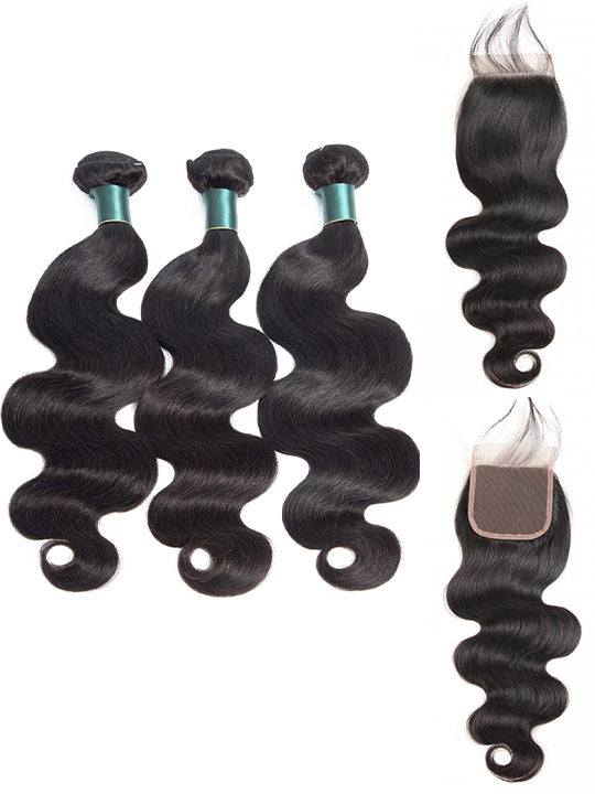 5x5 HD Lace Closure With Bundles Body Wave 12A Brazilian Virgin Human Hair Weave