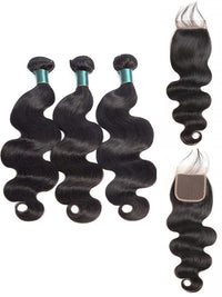 5x5 HD Lace Closure With Bundles Body Wave 12A Brazilian Virgin Human Hair Weave