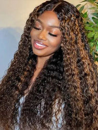Bleached Knots Highlight Wig Deep Wave 13x4 HD Lace Frontal Virgin Human Hair Wigs