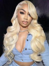 613 Honey Blonde Hair 13x4 HD Lace Front Human Hair Wigs 3D Body Wave