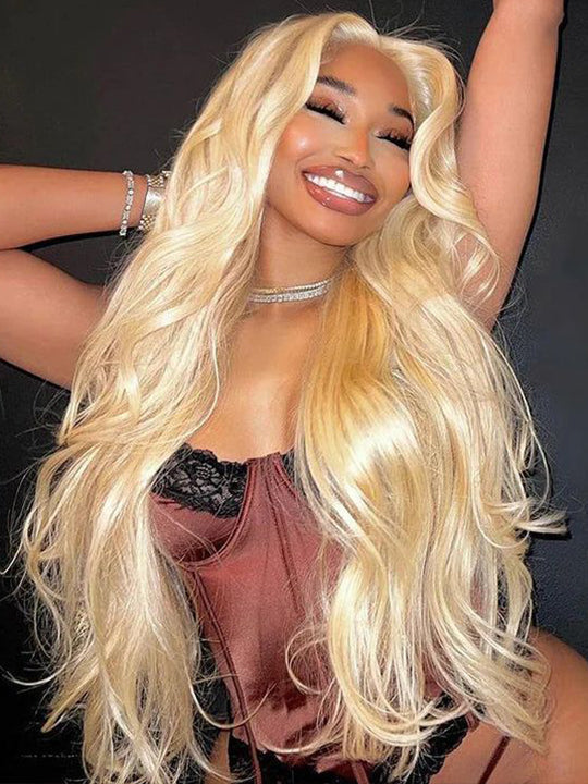613 Honey Blonde Hair 13x4 HD Lace Front Human Hair Wigs 3D Body Wave
