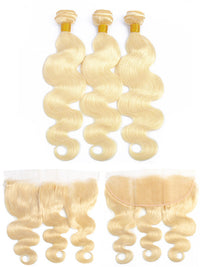 613 Honey Blonde Bundles Body Wave Human Hair Bundles With 13x4 Lace Frontal