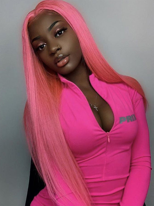 Blonde Wig Barbie Pink/Purple/Silver Grey Straight Hair 13x4 Lace Front Wig Colored Wigs