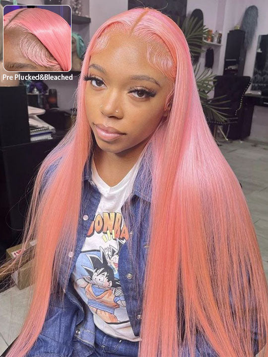 Blonde Wig Barbie Pink/Purple/Silver Grey Straight Hair 13x4 Lace Front Wig Colored Wigs