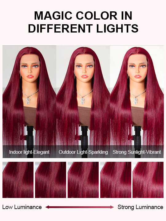 [Flash Deal] Burgundy Color Straight Hair 13x6 Lace Front Wig Pre Plucked Colored Human Hair Wigs