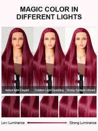 [Flash Deal] Burgundy Color Straight Hair 13x6 Lace Front Wig Pre Plucked Colored Human Hair Wigs