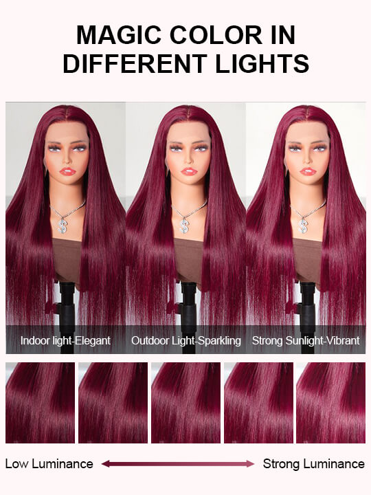 99J Burgundy Hair 5x5 Glueless Lace Wig Silky Straight Human Hair Wigs