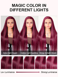 99J Burgundy Hair 5x5 Glueless Lace Wig Silky Straight Human Hair Wigs