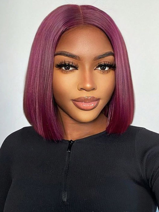 99J Burgundy Straight Bob Wig 13x4 13x6 Transparent Lace Human Hair Wigs