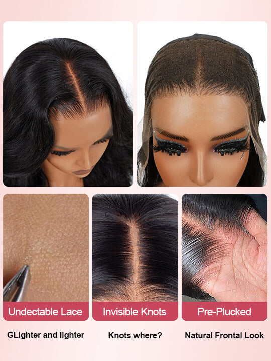 KissLove Pre Everything Body Wave Wig with Bangs Pre Styled Glueless Invisi-Drawstring Wig