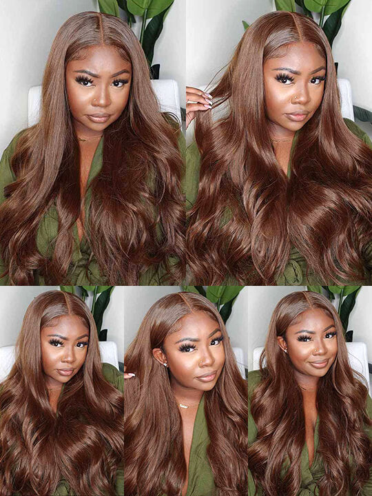 [Wear & Go] Breathable Air Cap Wig Chocolate Brown 3D Body Wave 6x4.5 13x4 Lace Front Wigs