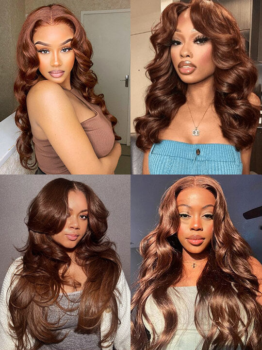 [Wear & Go] Breathable Air Cap Wig Chocolate Brown 3D Body Wave 6x4.5 13x4 Lace Front Wigs