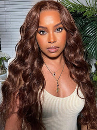 [Wear & Go] Breathable Air Cap Wig Chocolate Brown 3D Body Wave 6x4.5 13x4 Lace Front Wigs