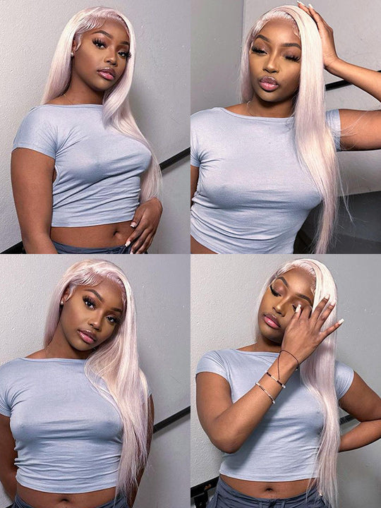 13x6 HD Lace Wigs White Blonde Hair Bone Straight Human Hair Wigs