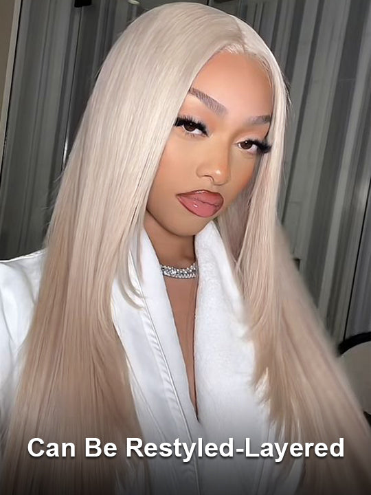 13x6 HD Lace Wigs White Blonde Hair Bone Straight Human Hair Wigs