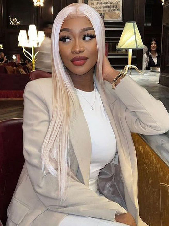 13x6 HD Lace Wigs White Blonde Hair Bone Straight Human Hair Wigs