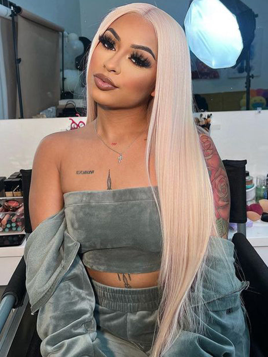 13x6 HD Lace Wigs White Blonde Hair Bone Straight Human Hair Wigs
