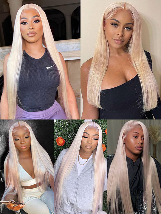 13x6 HD Lace Wigs White Blonde Hair Bone Straight Human Hair Wigs