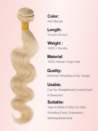 Ash Blonde Bundles With 5x5 13x4 Lace Frontal Closure Body Wave Human Hair