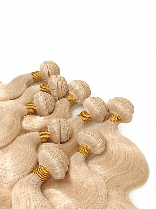 Ash Blonde Bundles With 5x5 13x4 Lace Frontal Closure Body Wave Human Hair