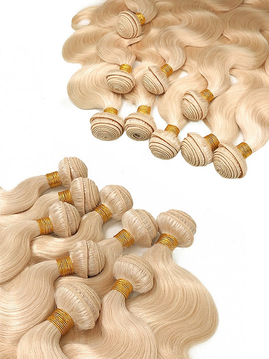 Ash Blonde Bundles With 5x5 13x4 Lace Frontal Closure Body Wave Human Hair