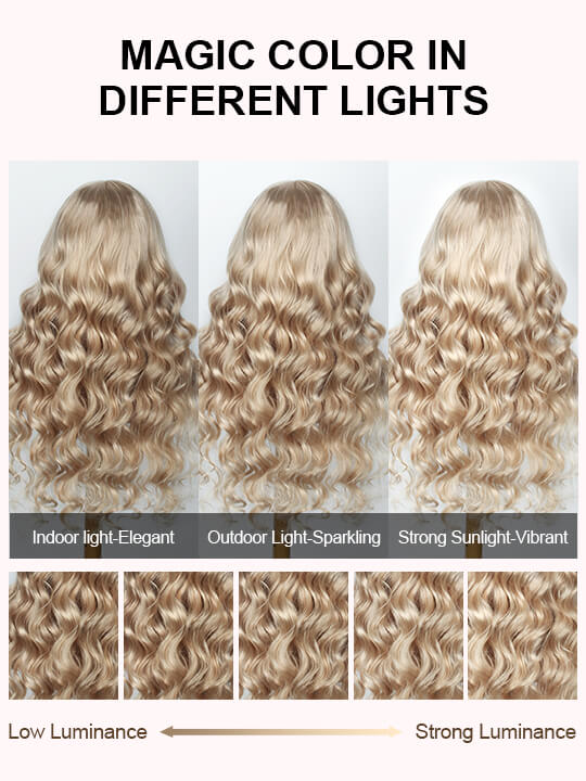 Kisslove Ash Blonde Hair 3D Body Wave Wig Snug Fit Invisi Strap 360 Lace Frontal Wigs