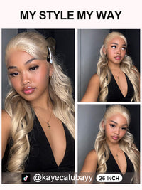 Kisslove Ash Blonde Hair 3D Body Wave Wig Snug Fit Invisi Strap 360 Lace Frontal Wigs