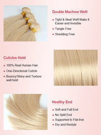 Ash Blonde Bundles With 5x5 13x4 Lace Frontal Closure Straight Human Hair