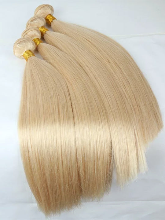Ash Blonde Bundles With 5x5 13x4 Lace Frontal Closure Straight Human Hair