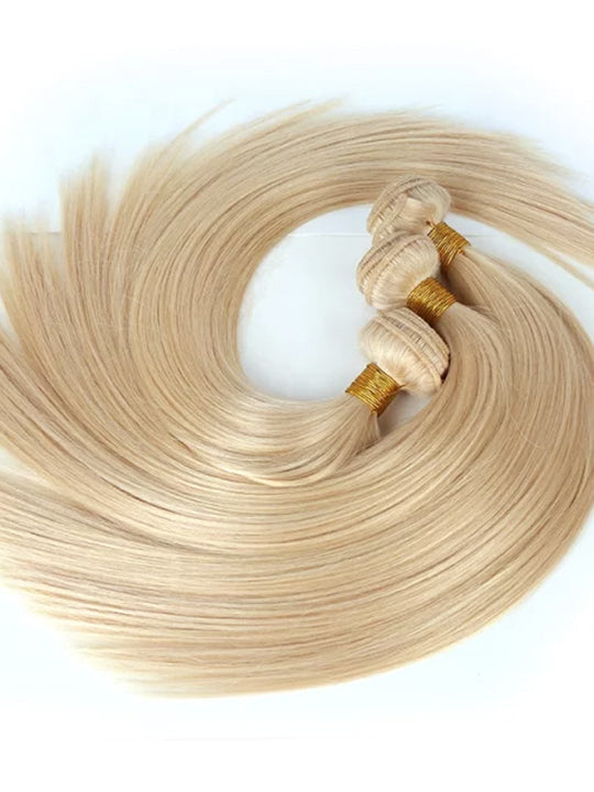 Ash Blonde Bundles With 5x5 13x4 Lace Frontal Closure Straight Human Hair