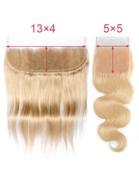 Ash Blonde Bundles With 5x5 13x4 Lace Frontal Closure Straight Human Hair