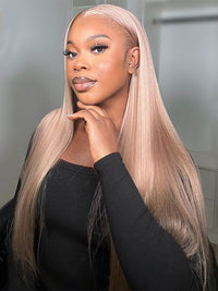 Bone Straight Ash Blonde Wig 13x4 13x6 HD Transparent Lace Human Hair Wigs