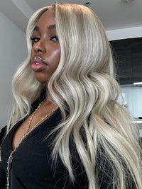 Ash Brown Highlight Human Hair Wig Body Wave 5x5 Lace Closure Wig Colored Human Hair Wigs