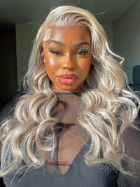 Ash Brown Highlight Human Hair Wig Body Wave 5x5 Lace Closure Wig Colored Human Hair Wigs