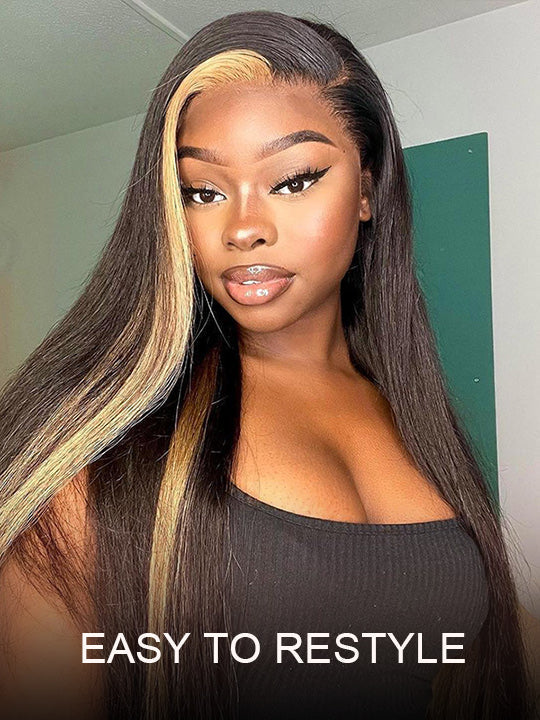 Skunk Stripe Hair Blonde/Brown/Pink Highlights Wig 3D Body Wave 13x4 HD Lace Wigs