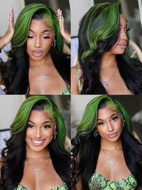 Skunk Stripe Hair Blonde/Brown/Pink Highlights Wig 3D Body Wave 13x4 HD Lace Wigs