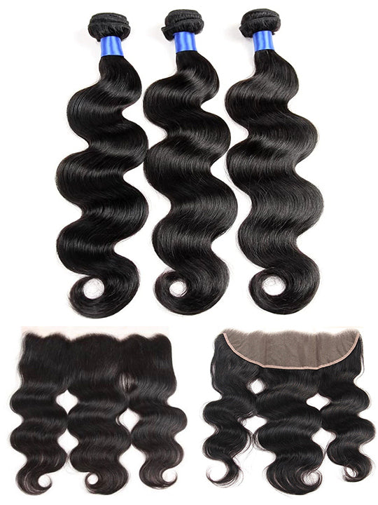 Body Wave 3 Bundles With 13*4 HD Lace Frontal Closure 10A Brazilian Human Hair Weave