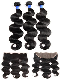 Body Wave 3 Bundles With 13*4 HD Lace Frontal Closure 10A Brazilian Human Hair Weave