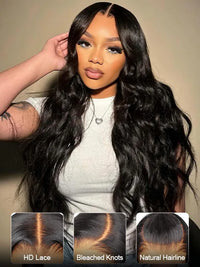 Pre-Bleached Knots Body Wave 13x4 HD Full Lace Frontal Wig Upgrade Ready to Go Wigs