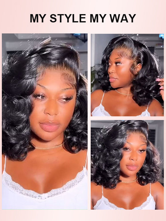 Bouncy Ocean Wave Glueless 13x4 13x6 Lace Frontal Wig Pre Plucked Human Hair Wigs