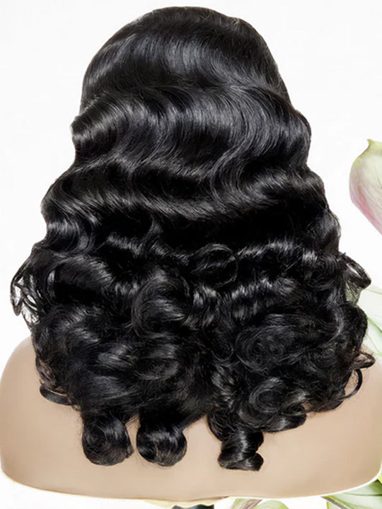 Bouncy Ocean Wave Glueless 13x4 13x6 Lace Frontal Wig Pre Plucked Human Hair Wigs