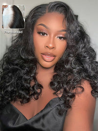 Bouncy Ocean Wave Glueless 13x4 13x6 Lace Frontal Wig Pre Plucked Human Hair Wigs