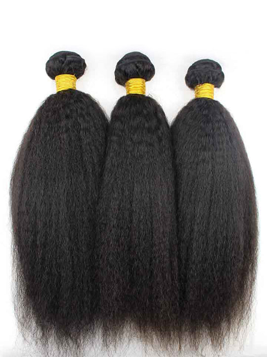 Kisslove Hair Brazilian Kinky Straight Virgin Human Hair Bundles For Sew In 100% Human Hair Extensions