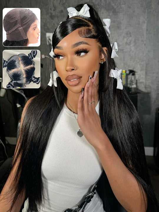Brazilian Straight Hair Full Lace Wig Transparent Lace Invisi Drawstring Glueless Human Hair Wigs