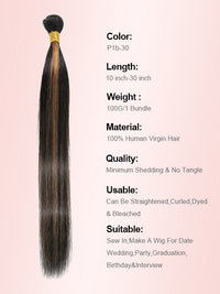 Brown Balayage Bundles With 5x5 13x4 Lace Frontal Closure Straight Human Hair