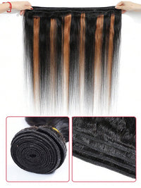 Brown Balayage Bundles With 5x5 13x4 Lace Frontal Closure Straight Human Hair