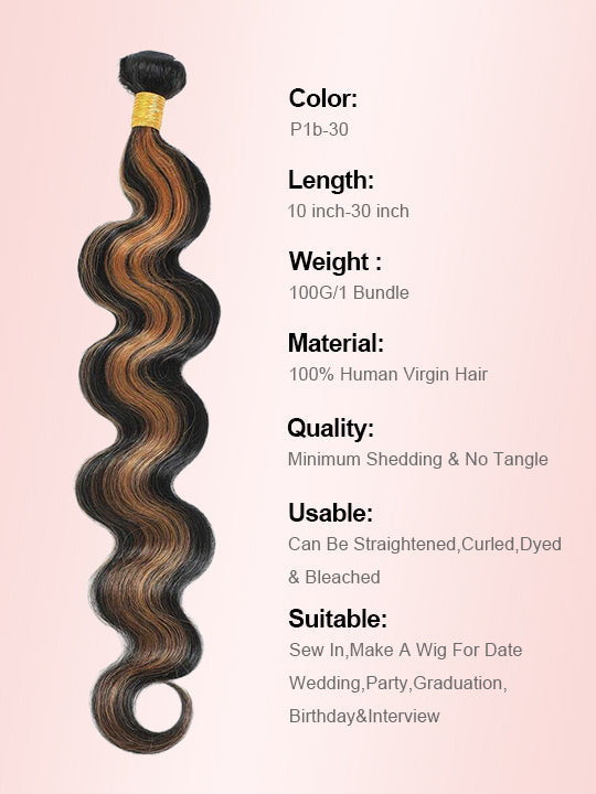 Brown Bayalage Bundles With 5x5 13x4 Lace Frontal Closure Body Wave Human Hair